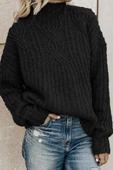 Cable Knit Mock Neck Sweater for Women