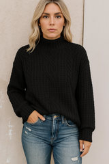 Cable Knit Mock Neck Sweater for Women