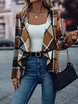 Checked Waterfall Cardigan for Women