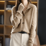 Cardigan Classico con Rever a Maglia per Donna
