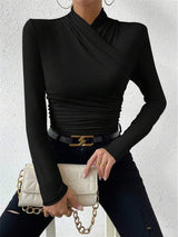 Crossover Wrap Long-Sleeve Top for Women