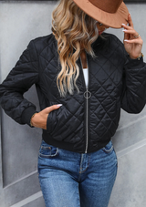 Diamond Quilted Bomber Jacket for Women
