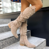 Knee-High Slouch Boots Women – Matte Surface & Side Zipper