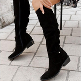 Knee-High Slouch Boots Women – Matte Surface & Side Zipper