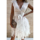 Lace Trim Sleeveless Dress for Women