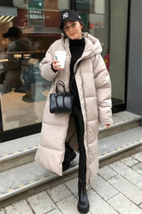 Quilted Puffer Coat with Hood for Women