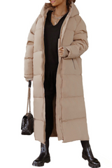 Quilted Puffer Coat with Hood for Women