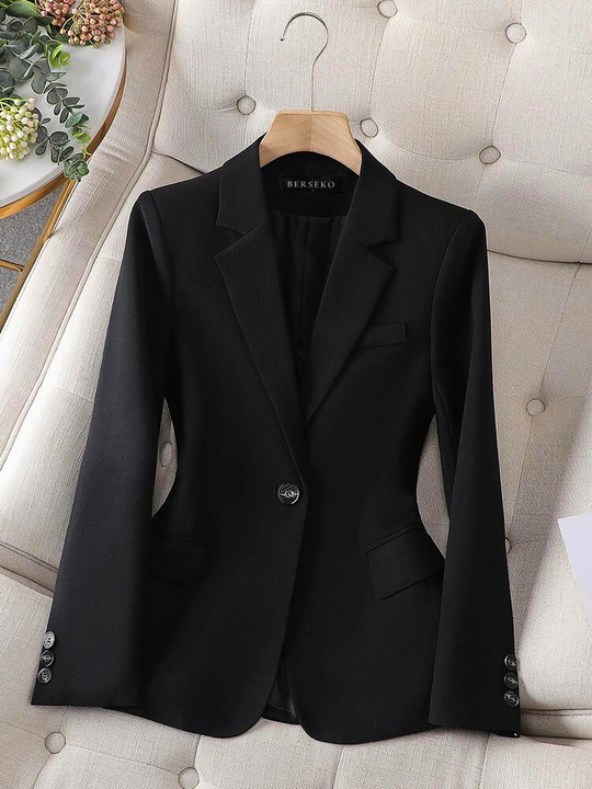 Single-Button Blazer with Notched Lapel for Women