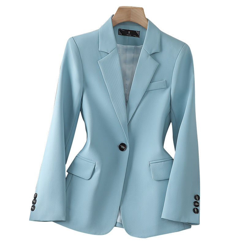 Single-Button Blazer with Notched Lapel for Women