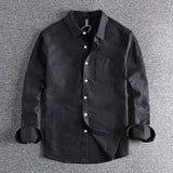 Twill Button-Up Shirt with Chest Pocket for Men
