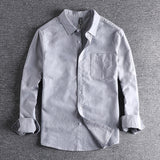 Twill Button-Up Shirt with Chest Pocket for Men