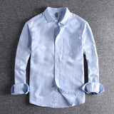 Twill Button-Up Shirt with Chest Pocket for Men