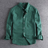 Twill Button-Up Shirt with Chest Pocket for Men