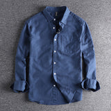 Twill Button-Up Shirt with Chest Pocket for Men