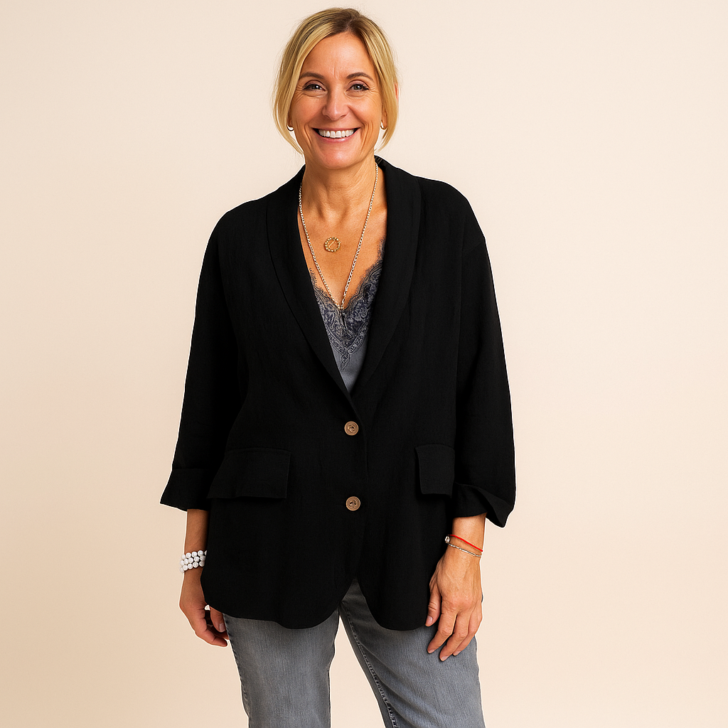 Sleeve Blazer Women – Woven Look & Straight Cut