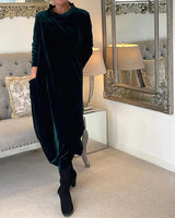 Long Sleeve Velvet Maxi Dress for Women - Image 1