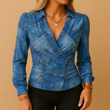 Long Sleeve Ruched Blouse for Women - Image 9