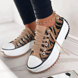 Platform Lace-Up Sneakers for Women – Chunky Sole with Contrast Toe Cap