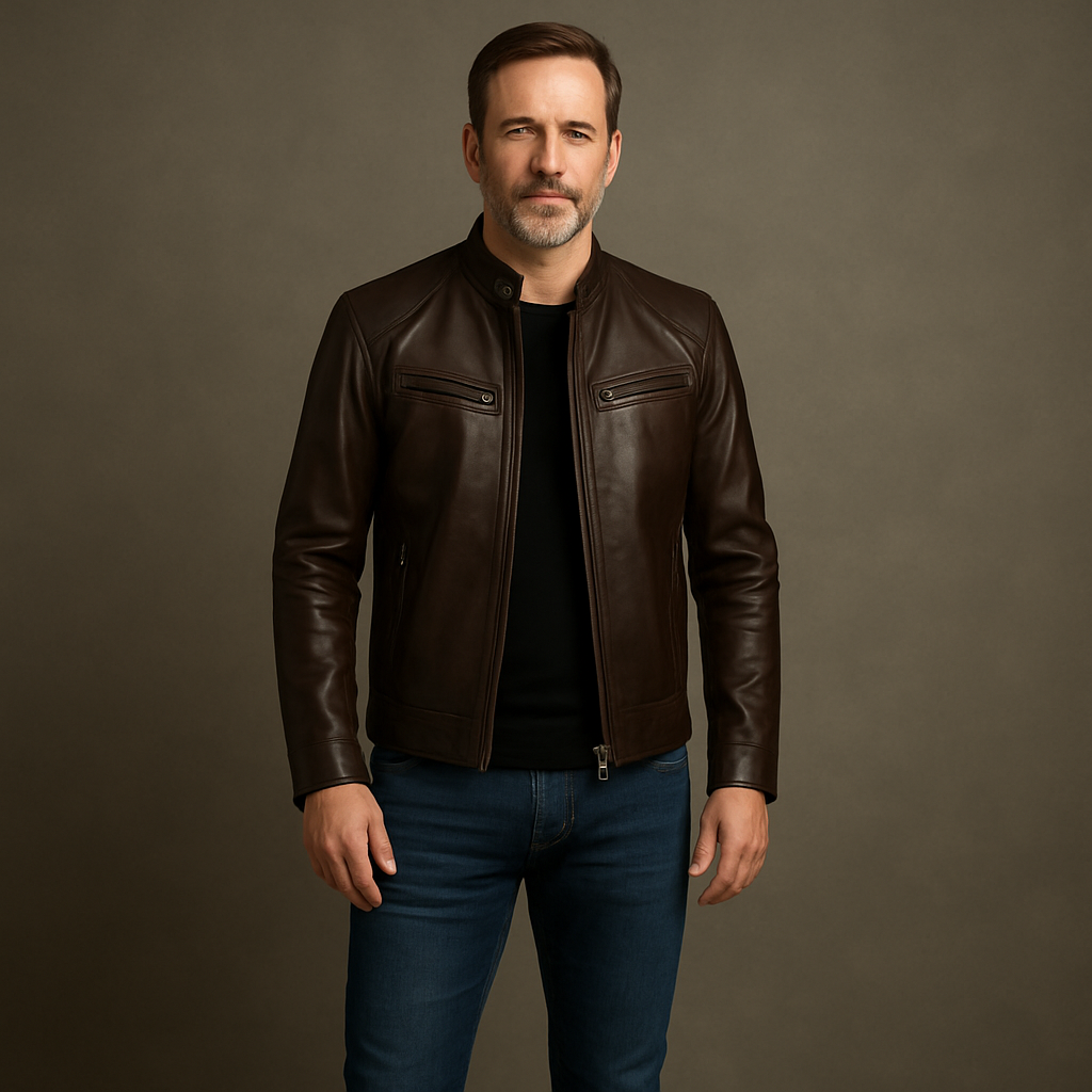 Slim-Cut Jacket with Textured Outer and Side Tabs for Men