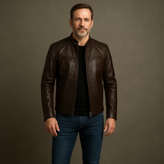 Slim-Cut Jacket with Textured Outer and Side Tabs for Men