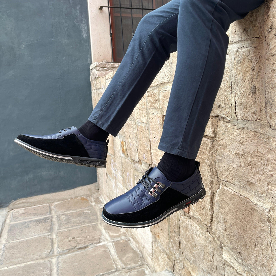 Lace-Up Derby Shoes Men – Quilted Upper & Thick Rubber Sole