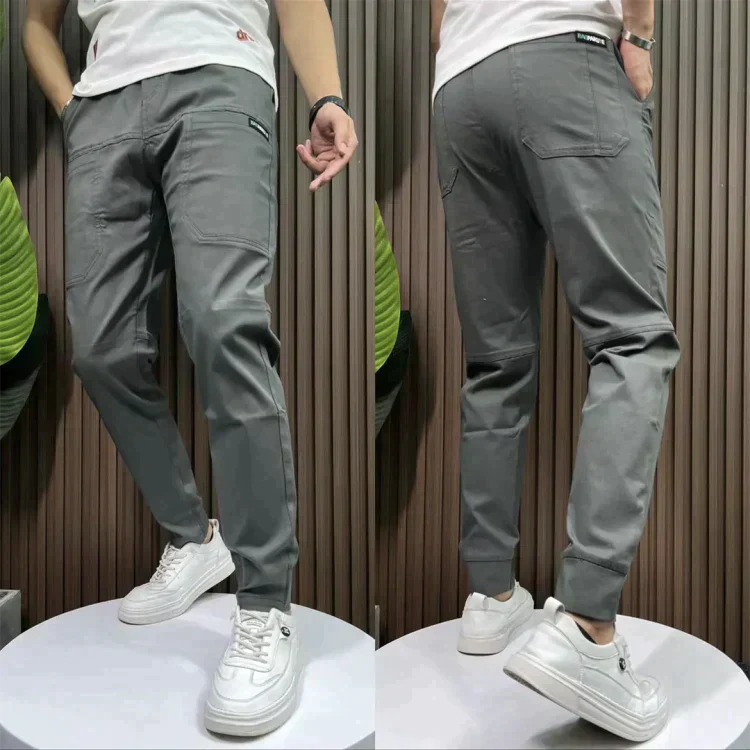 Slim-Fit Cargo Trousers Men – Structured Seams & Multi-Pocket Design