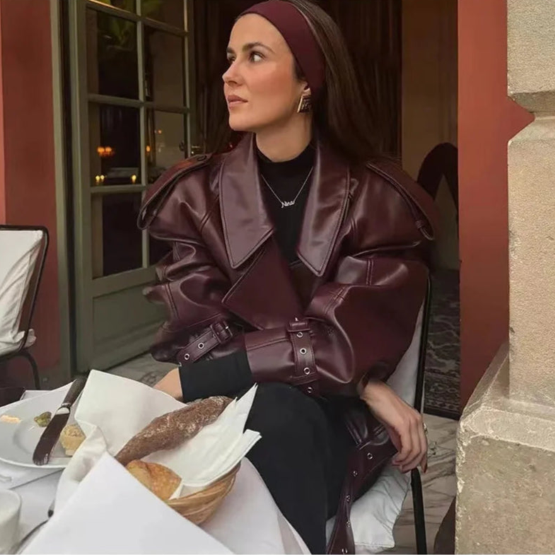 Burgundy Oversized Jacket for Women