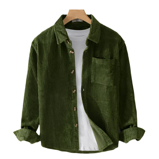 Men's Ribbed Texture Long Sleeve Corduroy Shirt