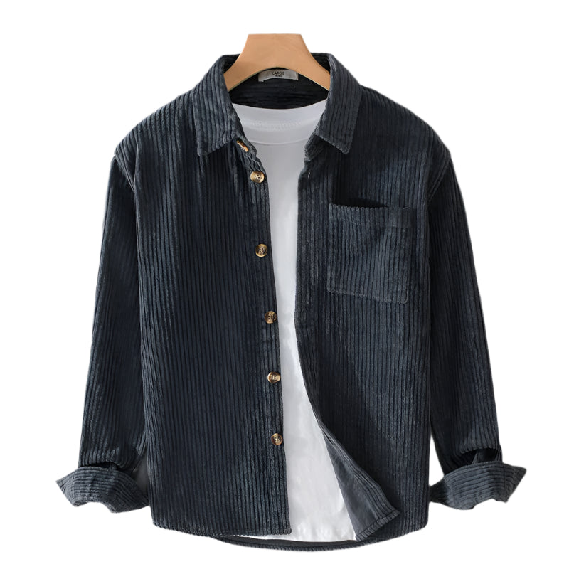 Men's Ribbed Texture Long Sleeve Corduroy Shirt