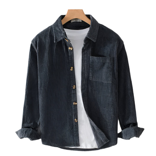 Men's Ribbed Texture Long Sleeve Corduroy Shirt