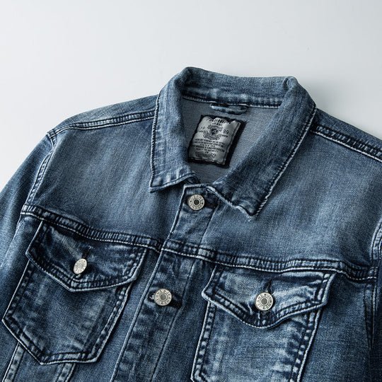 Jacket for Men – Faded Wash & Structured Surface
