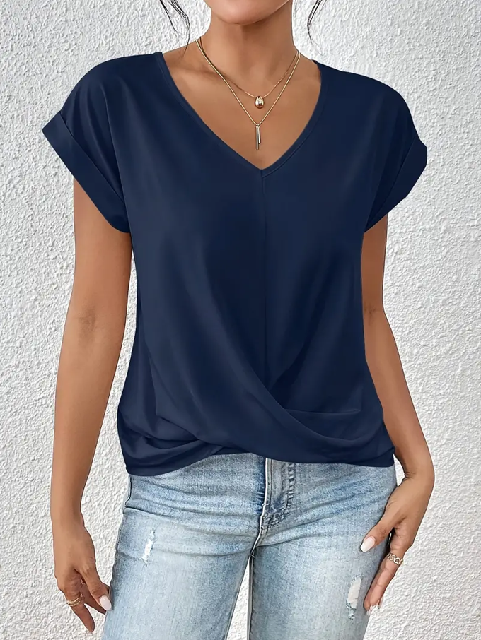 Women's Fitted V-Neck Short Sleeve Top