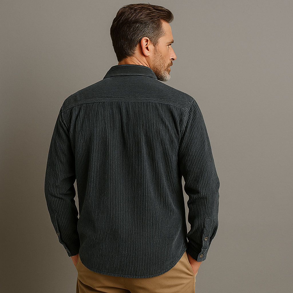 Men's Ribbed Texture Long Sleeve Corduroy Shirt