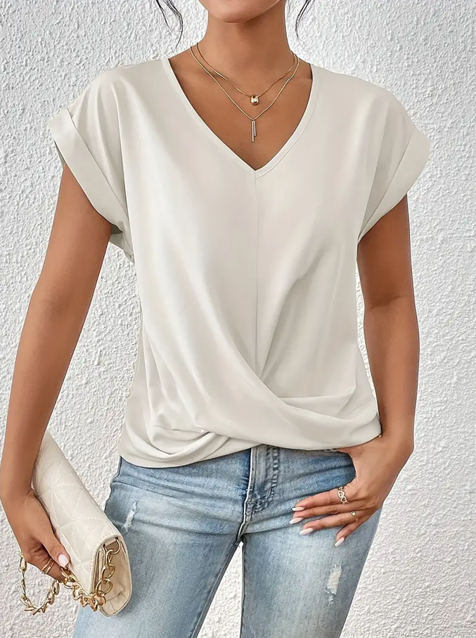 V-Neck Short Sleeve Top for Women