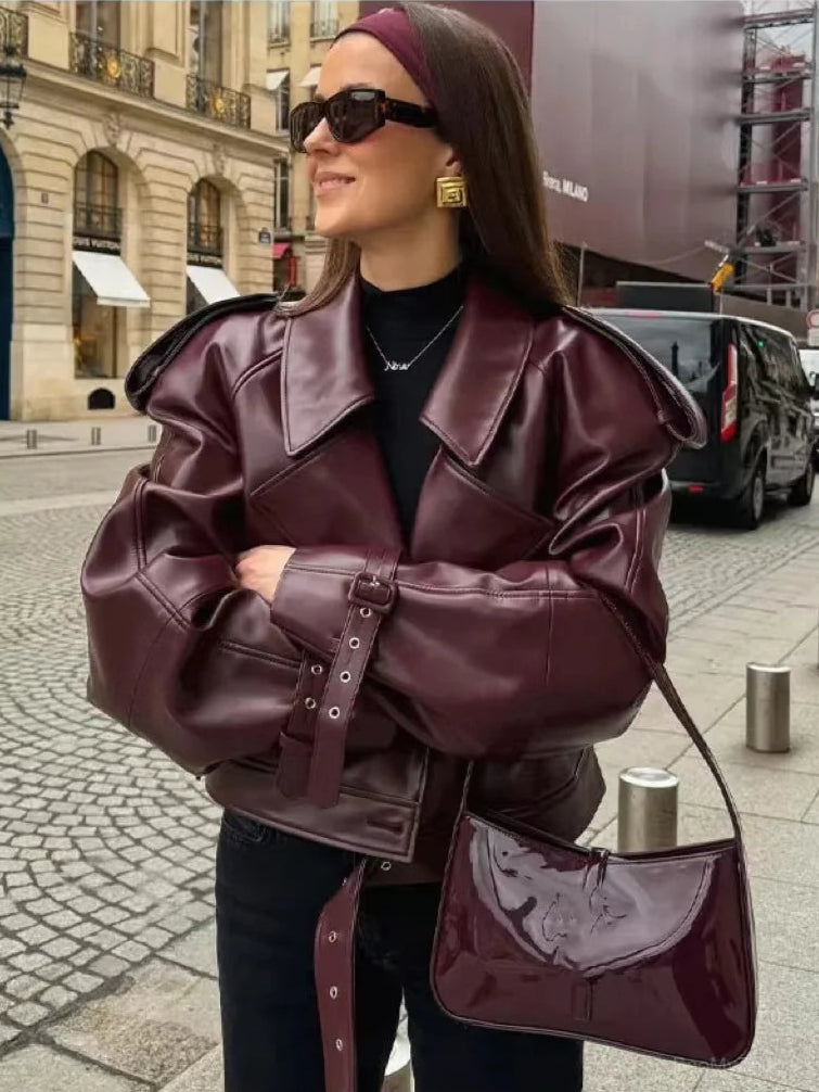 Burgundy Oversized Jacket for Women