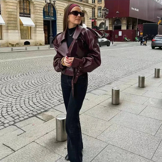 Burgundy Oversized Jacket for Women