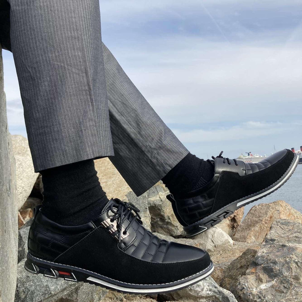 Lace-Up Derby Shoes Men – Quilted Upper & Thick Rubber Sole