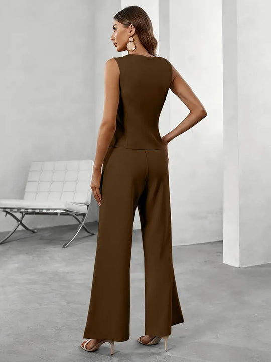 Waistcoat & Trousers Set for Women – Defined Fit & Asymmetric Closure