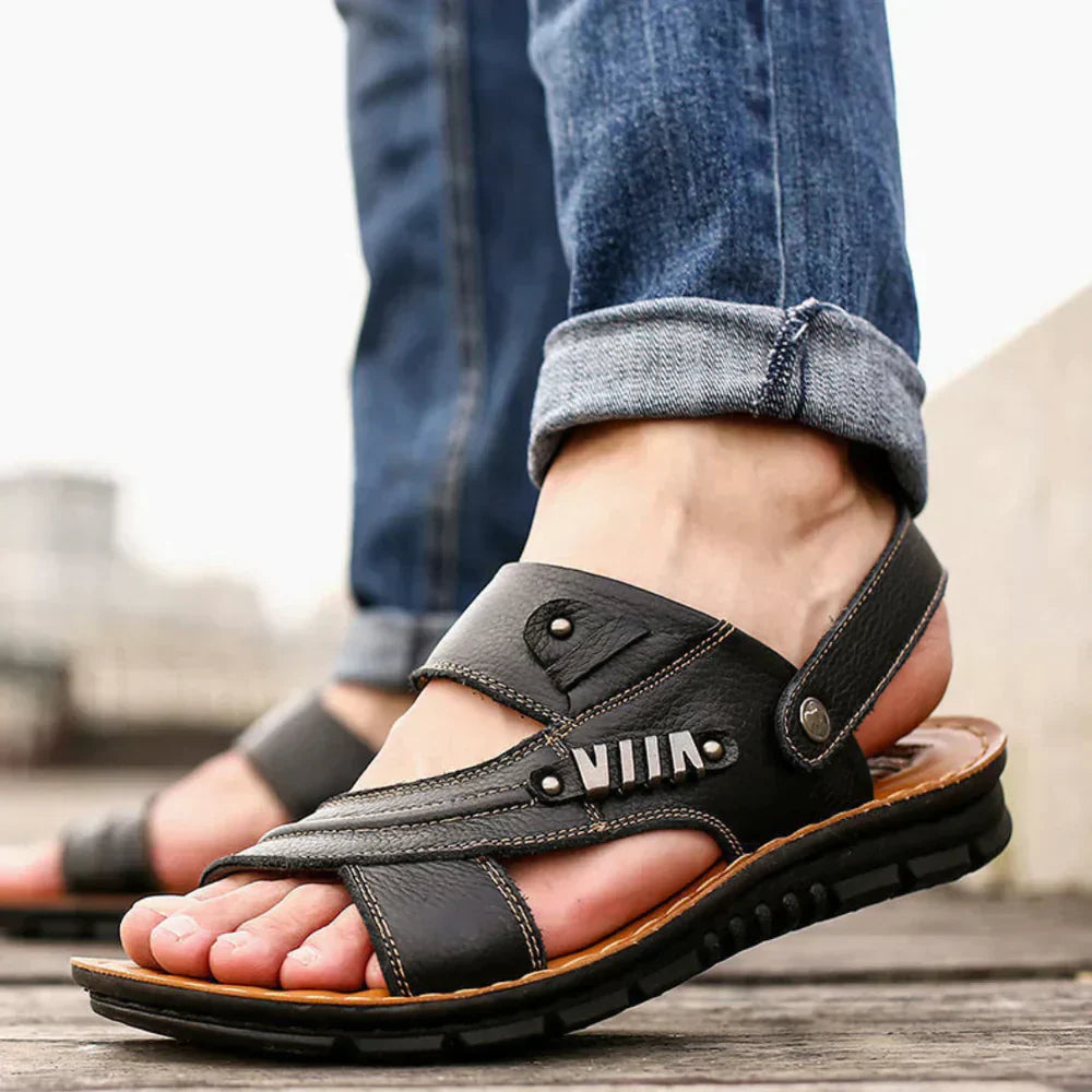 Slip-On Open-Toe Sandals with Patterned Sole for Men