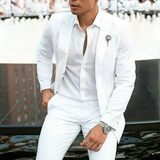 Slim Fit White Blend Suit for Men