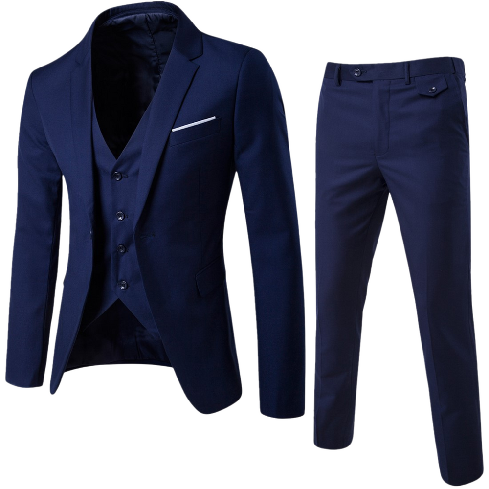 3-Piece Formal Suit with Notch Lapel for Men