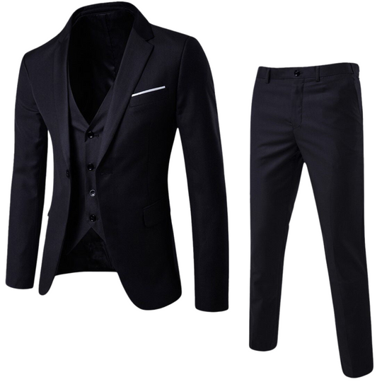 3-Piece Formal Suit with Notch Lapel for Men