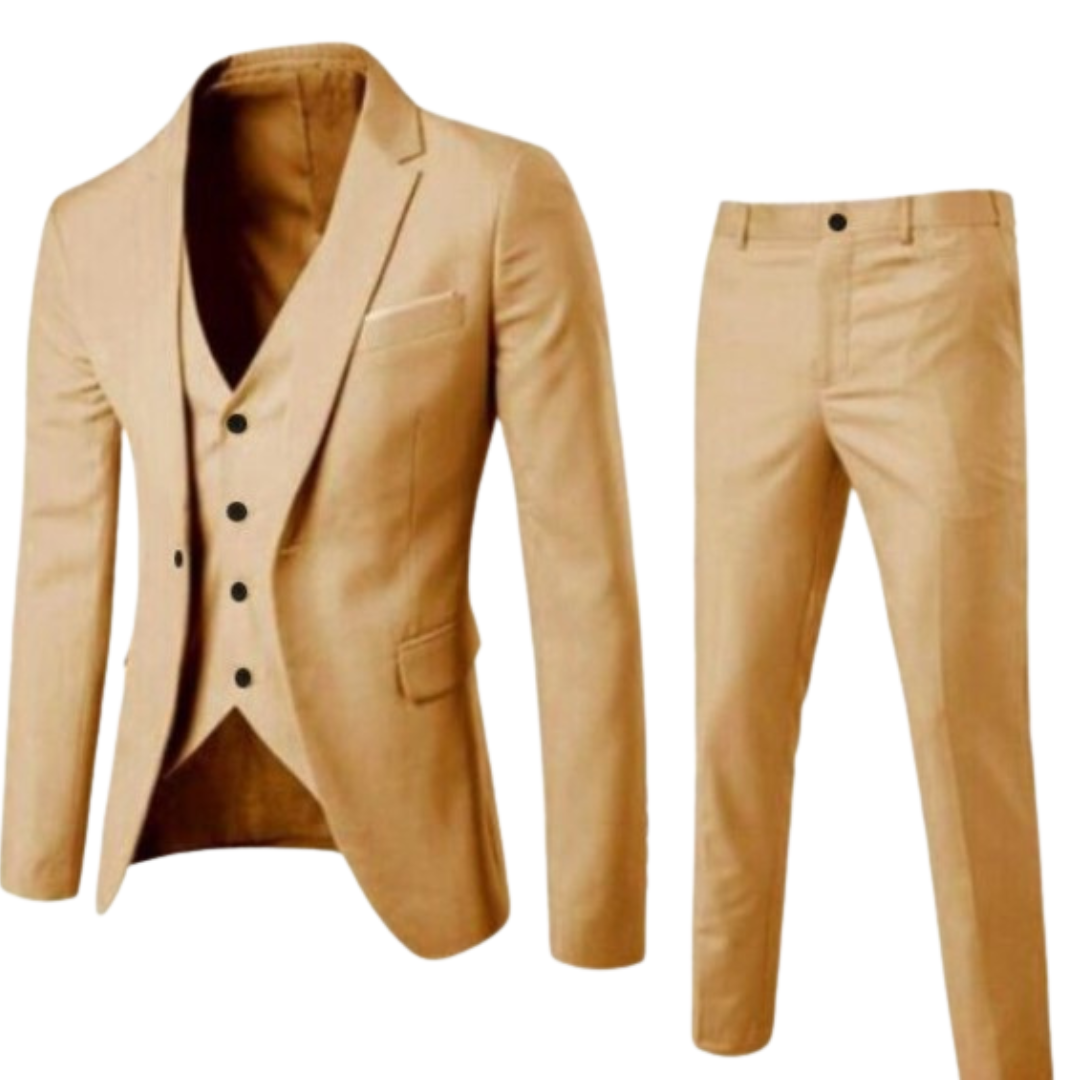 3-Piece Formal Suit with Notch Lapel for Men