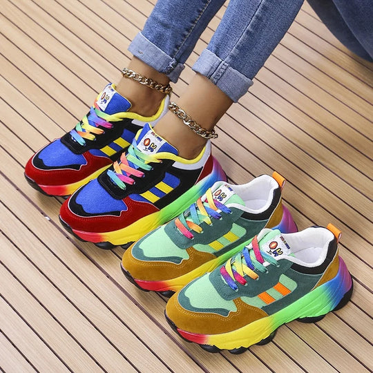 Cazela | Platform Sneakers With Colorful Design - Fashionable and Comfortable