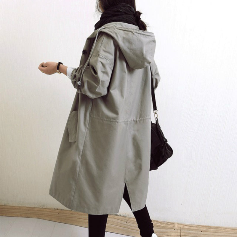 Trenchcoat Jacket for Women – Hooded, Single-Layer Style