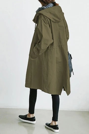 Trenchcoat Jacket for Women – Hooded, Single-Layer Style