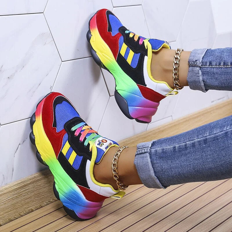 Cazela | Platform Sneakers With Colorful Design - Fashionable and Comfortable