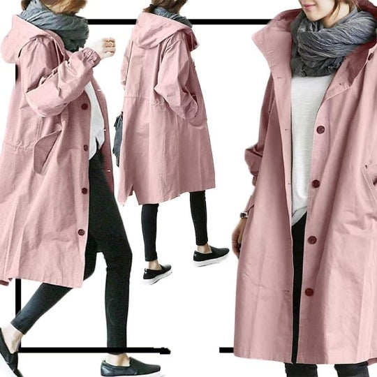 Trenchcoat Jacket for Women – Hooded, Single-Layer Style