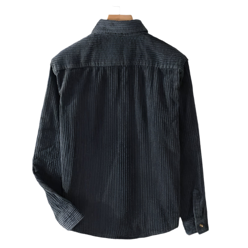 Men's Ribbed Texture Long Sleeve Corduroy Shirt