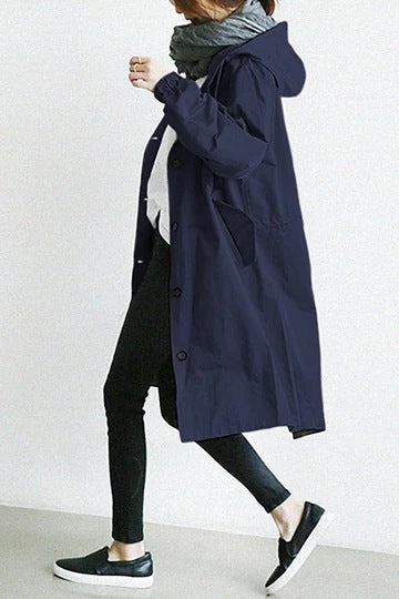 Trenchcoat Jacket for Women – Hooded, Single-Layer Style